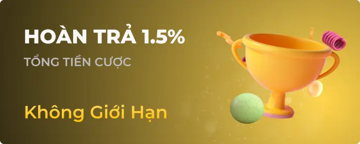 Ưu đãi hoàn trả 1.5% không giới hạn mỗi ngày tại 23win1